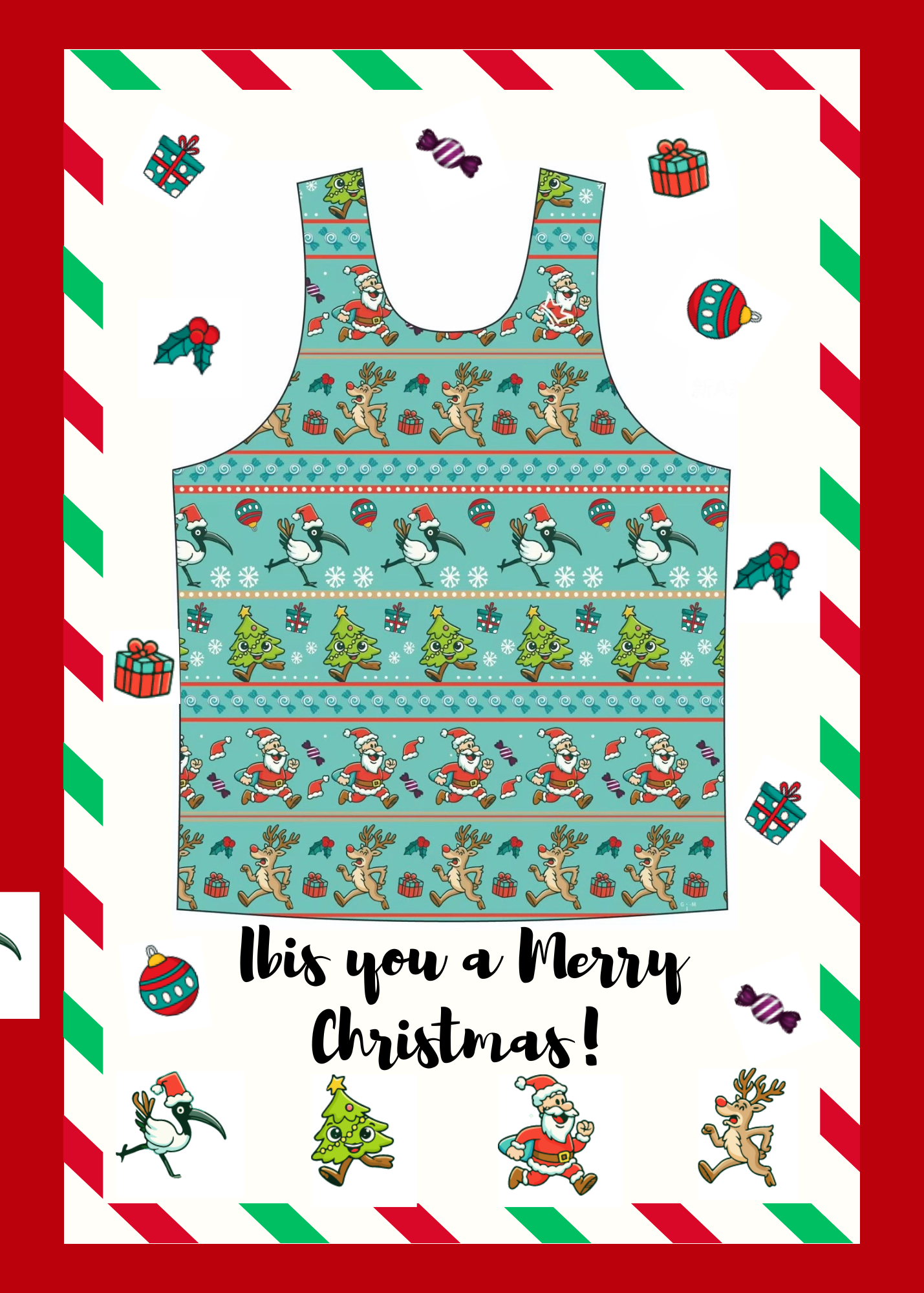 Cardio Kingz Womens Running Singlet - Ibis You A Merry Christmas