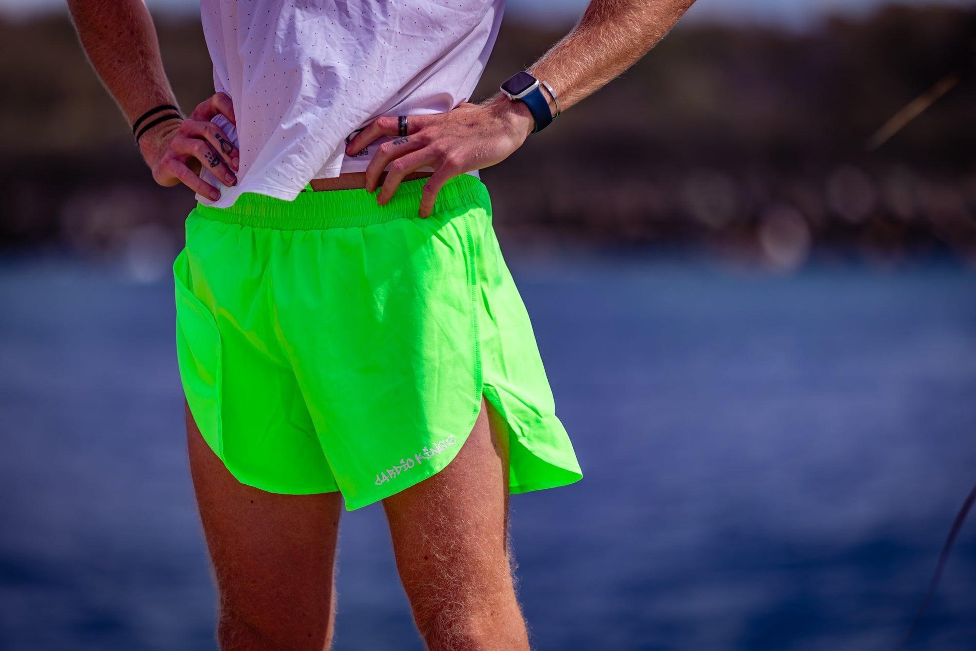 Green Running Split Shorts - Cardio Kingz