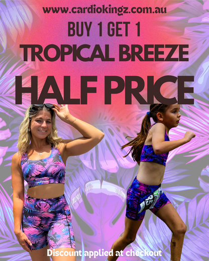 Cardio Queenz Sports Crop - Girls - Tropical Breeze