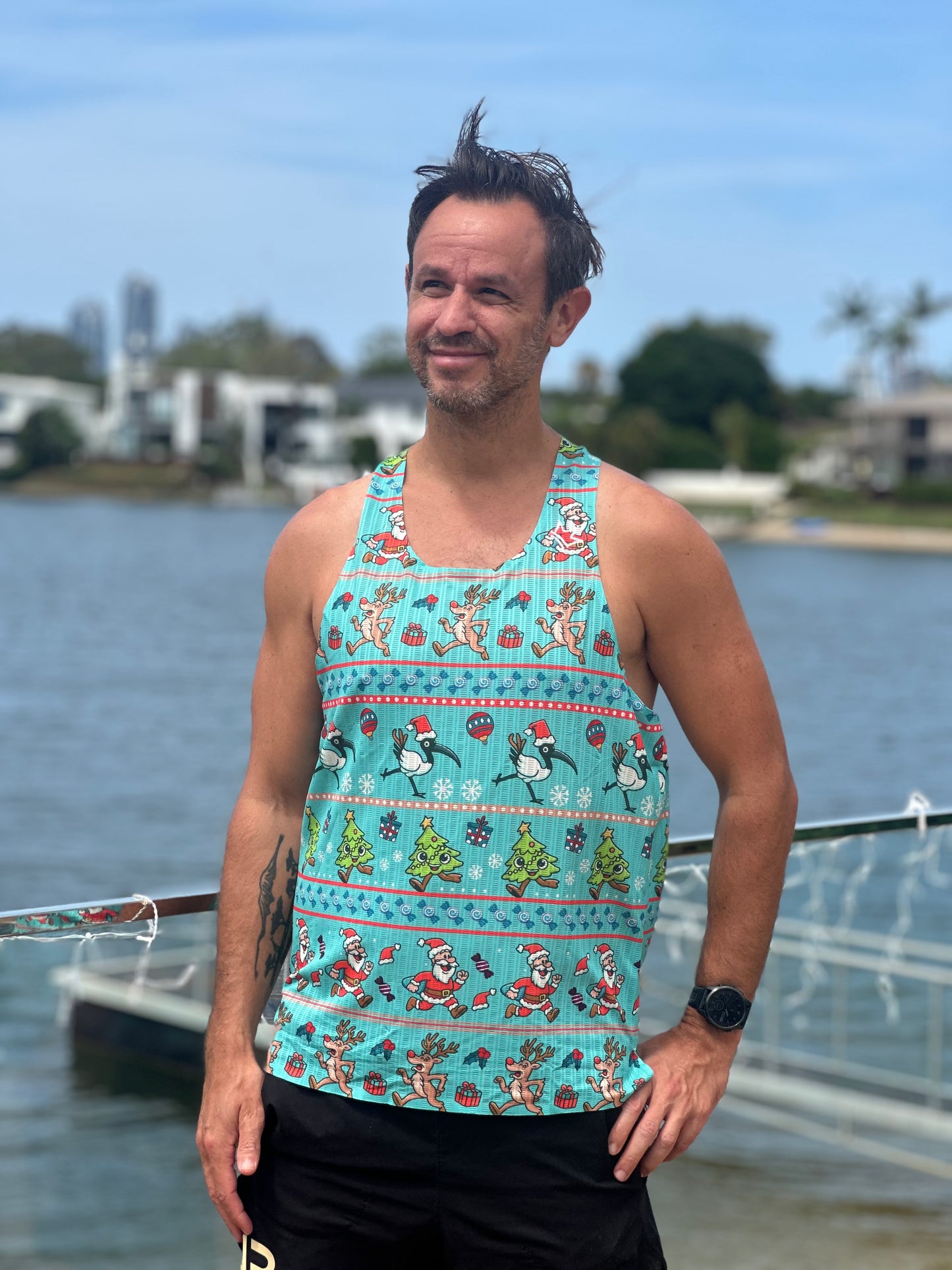 Cardio Kingz Mens Running Singlet - Ibis You a Merry Christmas