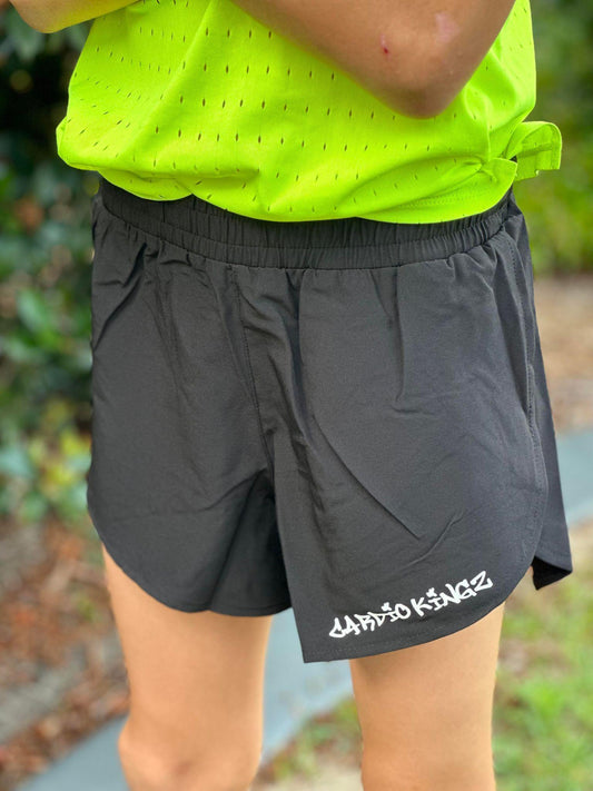 Kids Black Running Split Shorts - Cardio Kingz